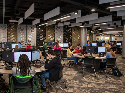students at computers in the Mathematics Technology Learning Center